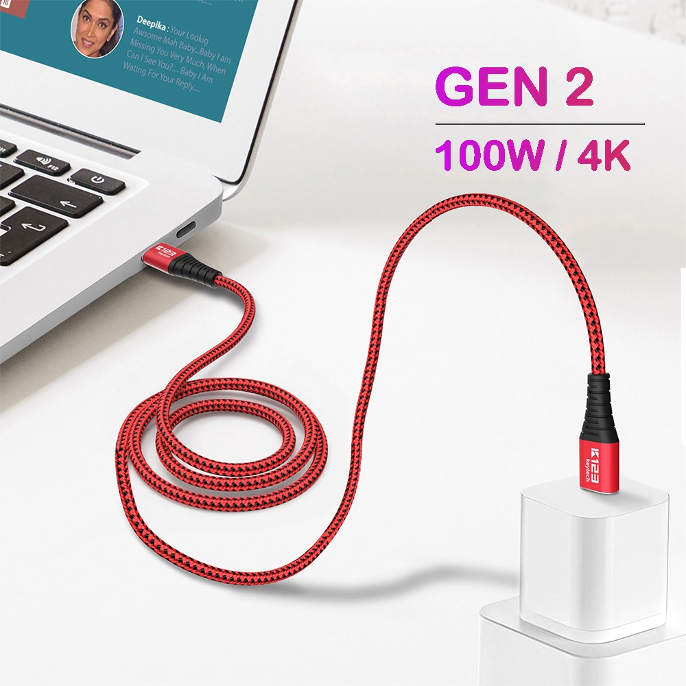 KCC019 USB 3.1 C zu C Gen2 Kabel 10 Gbps mit 4K Video und 100W Strom versorgung für MacBook